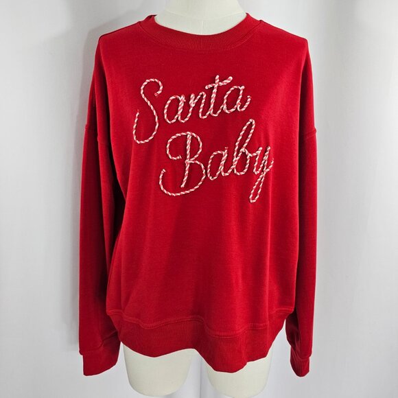 Philosophy Santa Baby Women's Red Ultra Soft Holiday Sweatshirt Size M NWT - Picture 2 of 15
